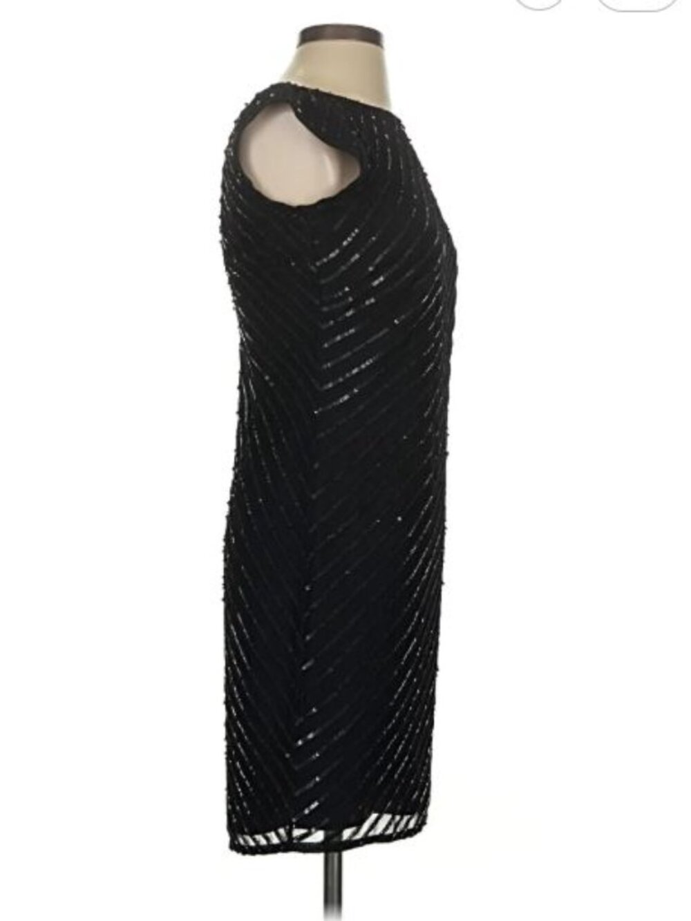Aidan Mattox Sequin Striped Cocktail Dress XS 2 Black Silk Cruise Resort Party - Picture 4 of 8